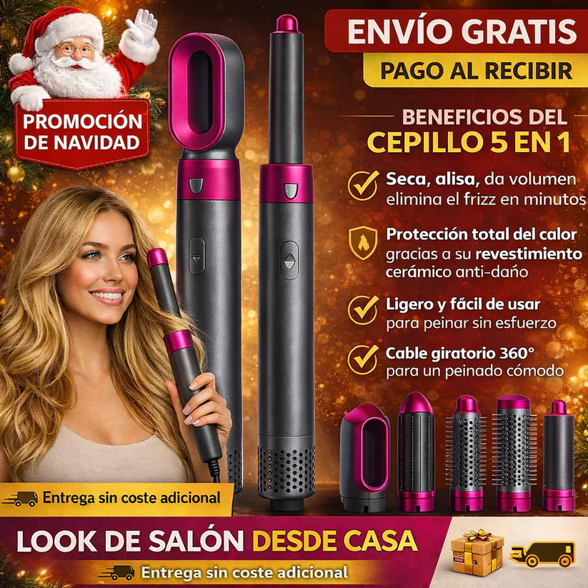 ✨  CEPILLO 5 EN 1 - LOOK PROFESIONAL SIN SALIR DE CASA - 🎄OFERTA MEGA NAVIDAD 🔥