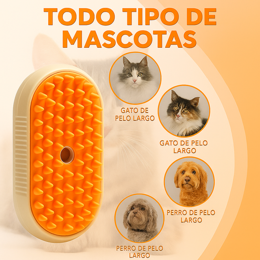 🪮 SteamPaw Cepillo a Vapor 🫧 🐈 3 en 1 Para Mascotas 🐩