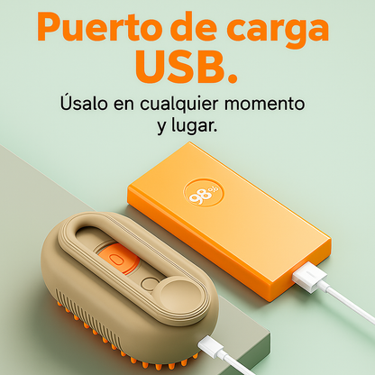 🪮 SteamPaw Cepillo a Vapor 🫧 🐈 3 en 1 Para Mascotas 🐩