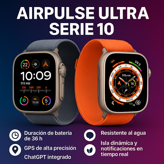 ⌚AirPulse Ultra Serie 10 + Cargador Inalámbrico Premium +🎁Regalo exclusivo solo hoy🔥